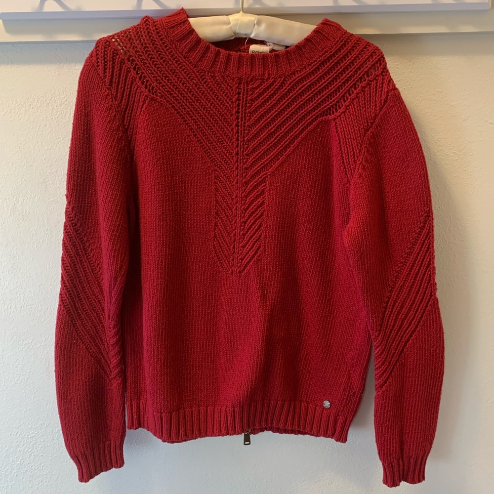 Red Roxy Sweater with zipper in back